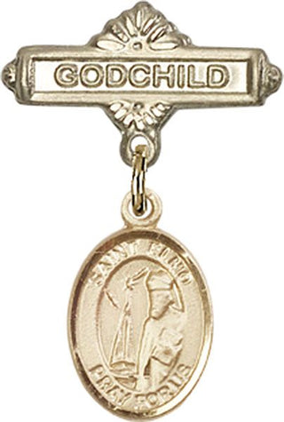 14kt Gold Godchild St. Elmo Baby Badge - Engravable