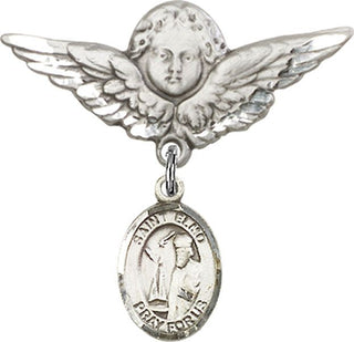 Sterling Silver Large Angel w/Wings St. Elmo Baby Badge - Engravable