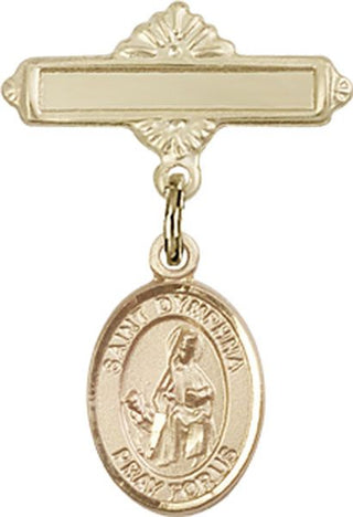 14kt Gold Polished Badge Pin St. Dymphna Baby Badge - Engravable