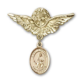 14kt Gold Large Angel w/Wings St. Dymphna Baby Badge - Engravable