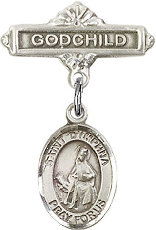 Sterling Silver Godchild St. Dymphna Baby Badge - Engravable