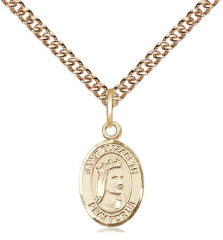 14kt Gold Saint Elizabeth of Hungary Medal Engraved Catholic Saint Jewelry