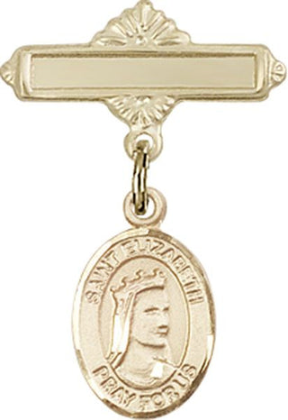 14kt Gold Filled Polished Badge Pin St. Elizabeth of Hungary Baby Badge - Engravable