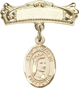 14kt Gold Filled Badge Pin St. Elizabeth of Hungary Baby Badge - Engravable