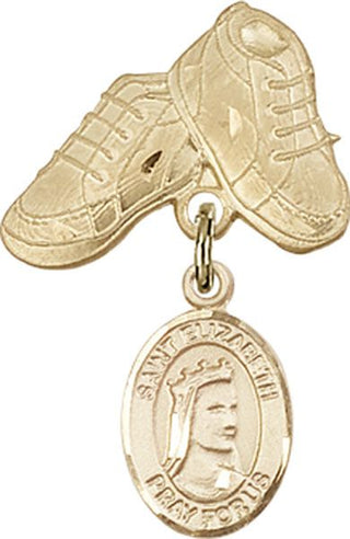 14kt Gold Filled Baby Boots St. Elizabeth of Hungary Baby Badge - Engravable