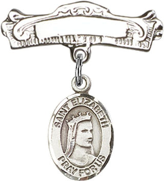 Sterling Silver Badge Pin St. Elizabeth of Hungary Baby Badge - Engravable