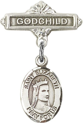 Sterling Silver Godchild St. Elizabeth of Hungary Baby Badge - Engravable