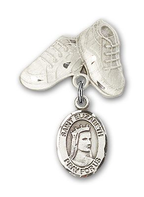 Sterling Silver Baby Boots St. Elizabeth of Hungary Baby Badge - Engravable