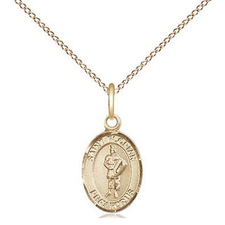 14kt Gold Saint Florian Medal Engraved Catholic Saint Jewelry