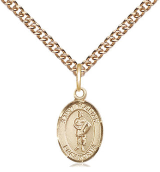 14kt Gold Saint Florian Medal Engraved Catholic Saint Jewelry
