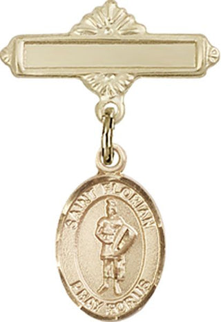 14kt Gold Filled Polished Badge Pin St. Florian Baby Badge - Engravable
