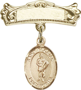 14kt Gold Badge Pin St. Florian Baby Badge - Engravable