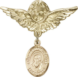 14kt Gold Large Angel w/Wings St. Francis de Sales Baby Badge - Engravable