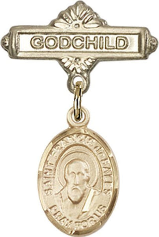 14kt Gold Godchild St. Francis de Sales Baby Badge - Engravable