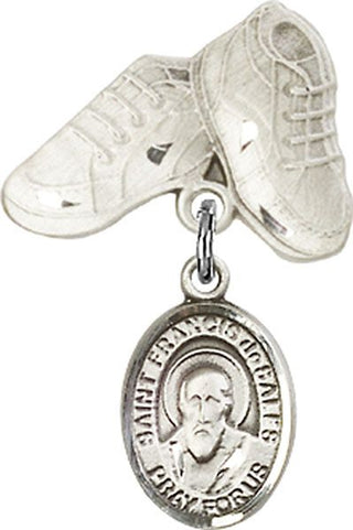 Sterling Silver Baby Boots St. Francis de Sales Baby Badge - Engravable