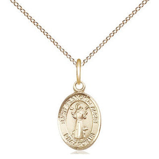14kt Gold Saint Francis of Assisi Medal Engraved Catholic Saint Jewelry