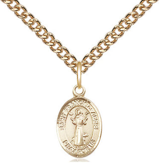 14kt Gold Saint Francis of Assisi Medal Engraved Catholic Saint Jewelry