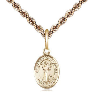 14kt Gold Saint Francis of Assisi Medal Engraved Catholic Saint Jewelry