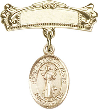 14kt Gold Badge Pin St. Francis of Assisi Baby Badge - Engravable