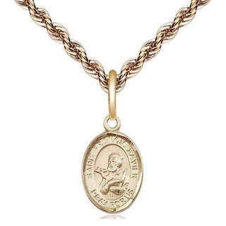 14kt Gold Saint Francis Xavier Medal Engraved Catholic Saint Jewelry