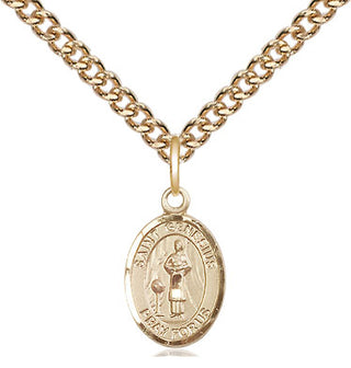 14kt Gold Saint Genesius of Rome Medal Engraved Catholic Saint Jewelry