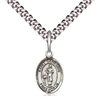 Pewter Saint Genesius of Rome Medal Religious and Catholic Jewelry Engraved Catholic Saint Jewelry