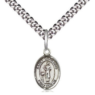 Pewter Saint Genesius of Rome Medal Religious and Catholic Jewelry Engraved Catholic Saint Jewelry