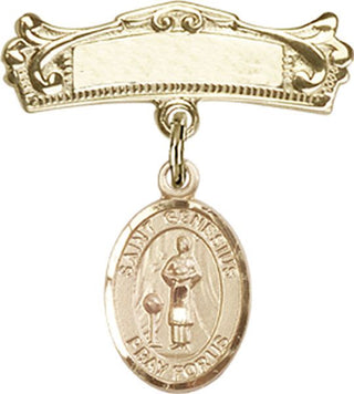 14kt Gold Filled Badge Pin St. Genesius of Rome Baby Badge - Engravable