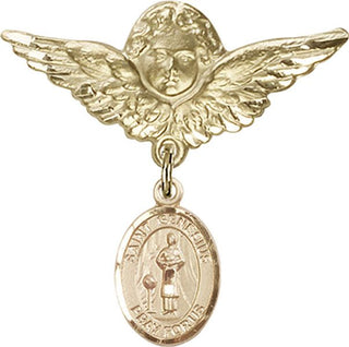 14kt Gold Filled Large Angel w/Wings St. Genesius of Rome Baby Badge - Engravable