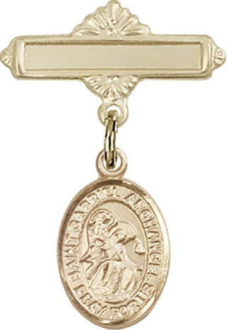14kt Gold Filled Polished Badge Pin St. Gabriel the Archangel Baby Badge - Engravable