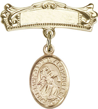 14kt Gold Filled Badge Pin St. Gabriel the Archangel Baby Badge - Engravable