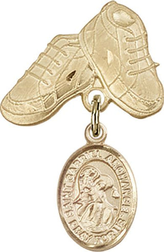 14kt Gold Baby Boots St. Gabriel the Archangel Baby Badge - Engravable