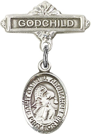 Sterling Silver Godchild St. Gabriel the Archangel Baby Badge - Engravable