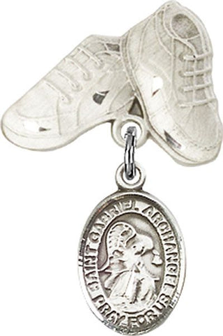 Sterling Silver Baby Boots St. Gabriel the Archangel Baby Badge - Engravable