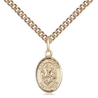 14kt Gold Saint George Medal Engraved Catholic Saint Jewelry