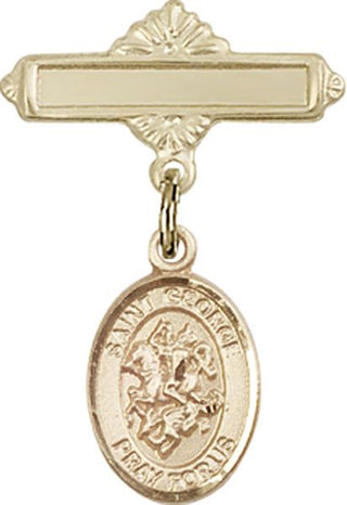 14kt Gold Filled Polished Badge Pin St. George Baby Badge - Engravable