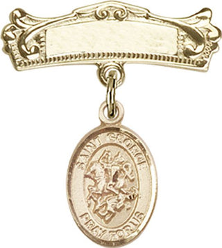 14kt Gold Badge Pin St. George Baby Badge - Engravable