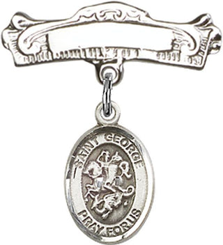 Sterling Silver Badge Pin St. George Baby Badge - Engravable