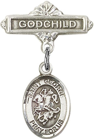 Sterling Silver Godchild St. George Baby Badge - Engravable