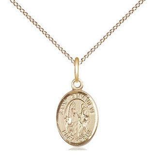 14kt Gold Saint Genevieve Medal Engraved Catholic Saint Jewelry