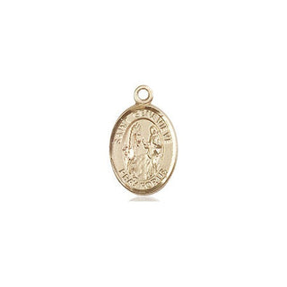 14kt Gold Saint Genevieve Medal Engraved Catholic Saint Jewelry