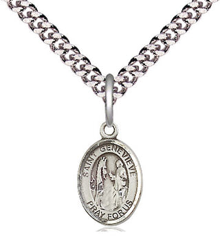 Pewter Saint Genevieve Medal Religious and Catholic Jewelry Engraved Catholic Saint Jewelry