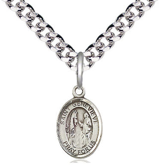 Pewter Saint Genevieve Medal Religious and Catholic Jewelry Engraved Catholic Saint Jewelry