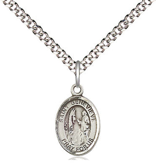 Pewter Saint Genevieve Medal Religious and Catholic Jewelry Engraved Catholic Saint Jewelry