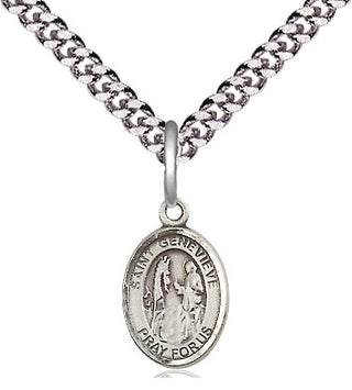 Pewter Saint Genevieve Medal Religious and Catholic Jewelry Engraved Catholic Saint Jewelry