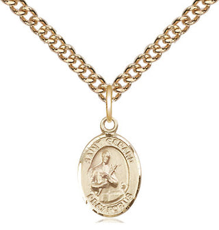14kt Gold Saint Gerard Majella Medal Engraved Catholic Saint Jewelry