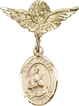 14kt Gold Filled Small Angel w/Wings St. Gerard Majella Baby Badge - Engravable