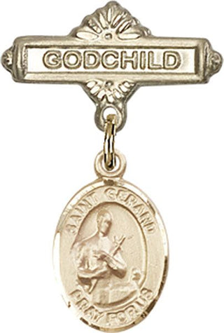 14kt Gold Godchild St. Gerard Majella Baby Badge - Engravable