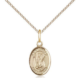 14kt Gold Saint Helen Medal Engraved Catholic Saint Jewelry