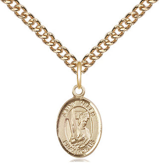 14kt Gold Saint Helen Medal Engraved Catholic Saint Jewelry